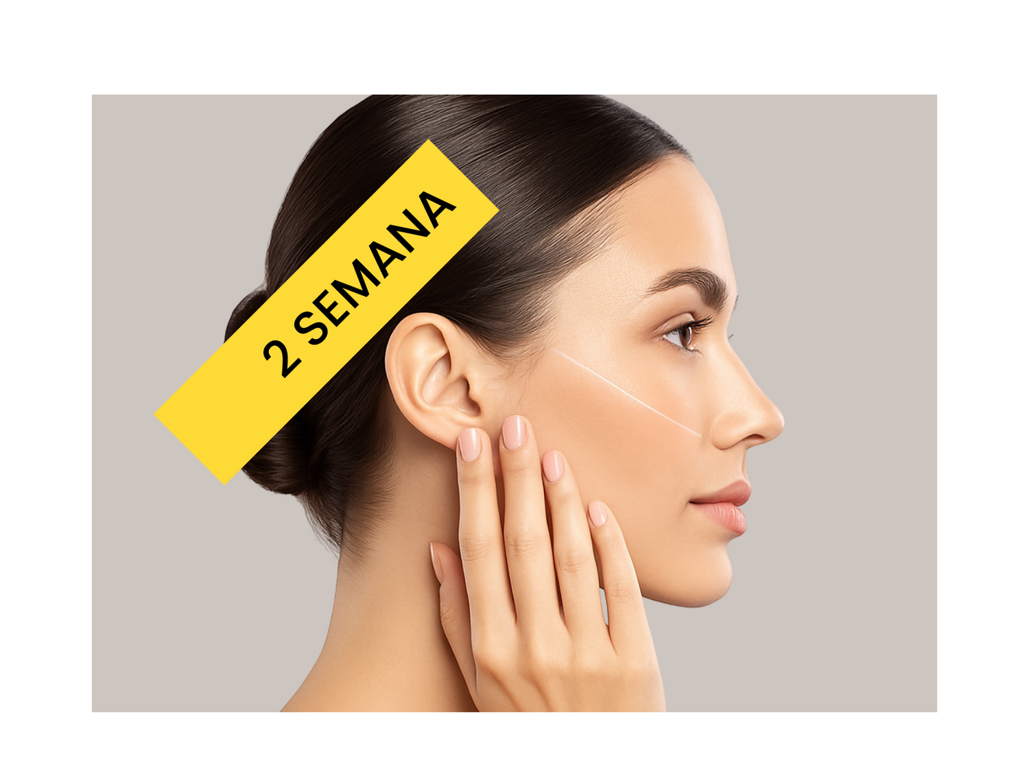 Primer plano de mujer con piel visiblemente más lisa y luminosa tras 2 semanas de uso del bálsamo de sebo
